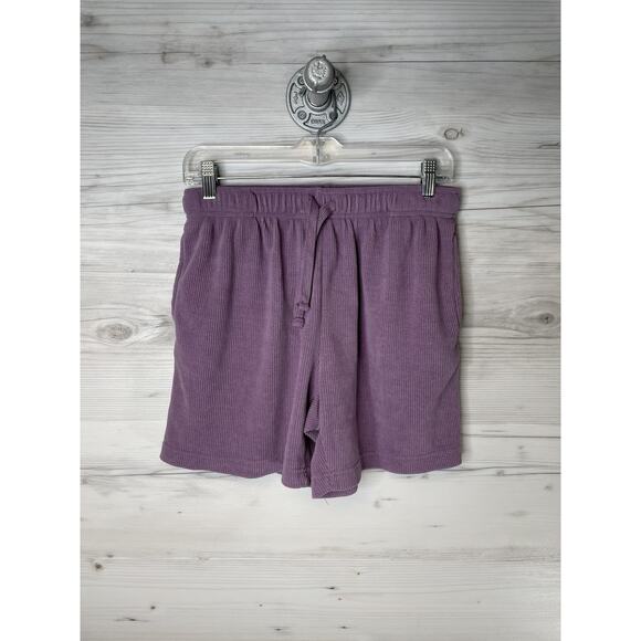 Negative Space Shorts Mens Medium Purple Ribbed Lounge Drawstring Pockets - Picture 1 of 10